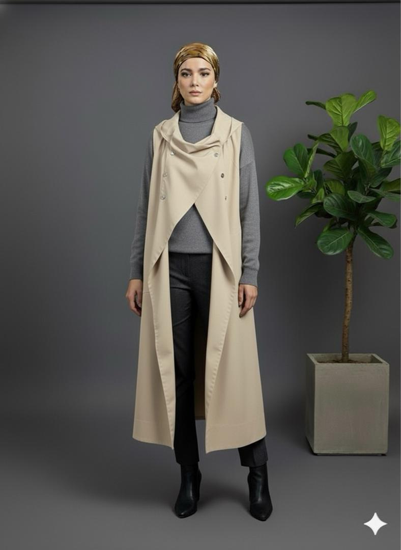 وست دکمه چوبی زنانه 3408